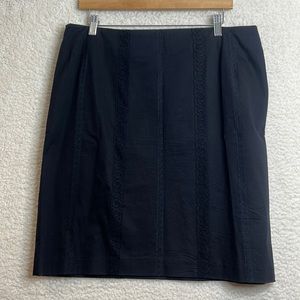 I.E. Womens Black Stretch Lace Trim Side Zip Straight Skirt 14 PLUS SIZE